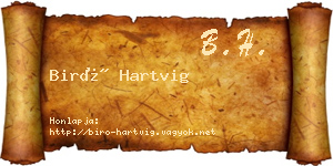 Biró Hartvig névjegykártya
